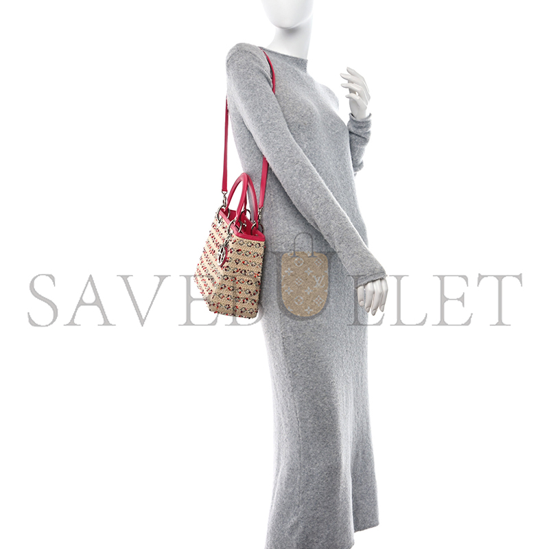 DIOR RAFFIA TWEED MEDIUM LADY DIOR PINK BEIGE (24*20*12.1cm)